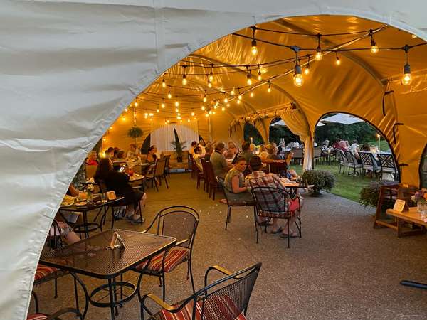 Guests enjoying the outside dining area