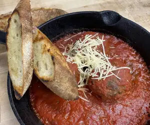 Housemade meatballs at Backyard Bistro. 
