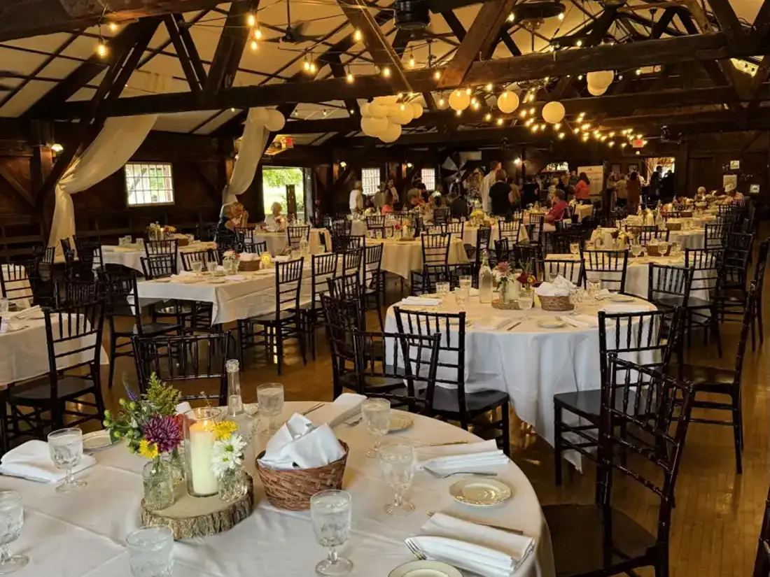Dining room at the Old Lantern event space in Charlotte, VT. 